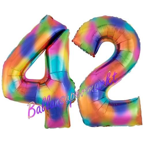 Folienballons-Zahlen-42-Regenbogen-Luftballons-Geschenk-42.-Geburtstag-Jubilaeum-Firmenveranstaltung
