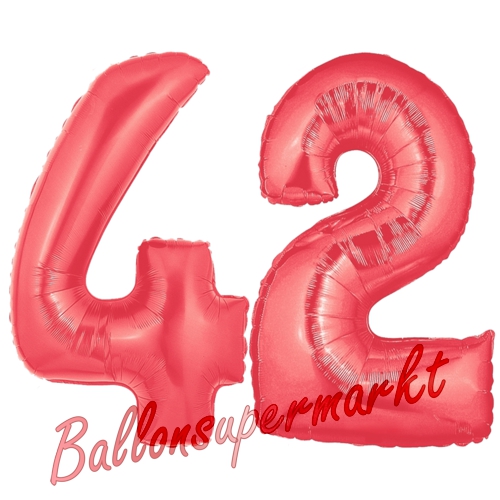 Folienballons-Zahlen-42-Rot-Luftballons-Geschenk-42.-Geburtstag-Jubilaeum-Firmenveranstaltung