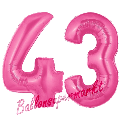 Folienballons-Zahlen-43-Pink-Luftballons-Geschenk-43.-Geburtstag-Jubilaeum-Firmenveranstaltung