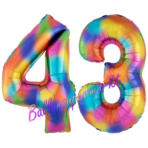 Folienballons-Zahlen-43-Regenbogen-Luftballons-Geschenk-43.-Geburtstag-Jubilaeum-Firmenveranstaltung