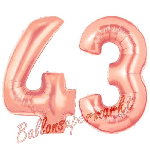 Folienballons-Zahlen-43-Rosegold-Luftballons-Geschenk-43.-Geburtstag-Jubilaeum-Firmenveranstaltung