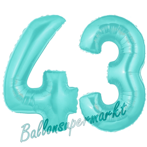 Folienballons-Zahlen-43-Tuerkis-Luftballons-Geschenk-43.-Geburtstag-Jubilaeum-Firmenveranstaltung