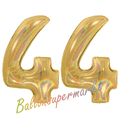 Folienballons-Zahlen-44-holografisch-Gold-Luftballons-Geschenk-44.-Geburtstag-Jubilaeum-Firmenveranstaltung