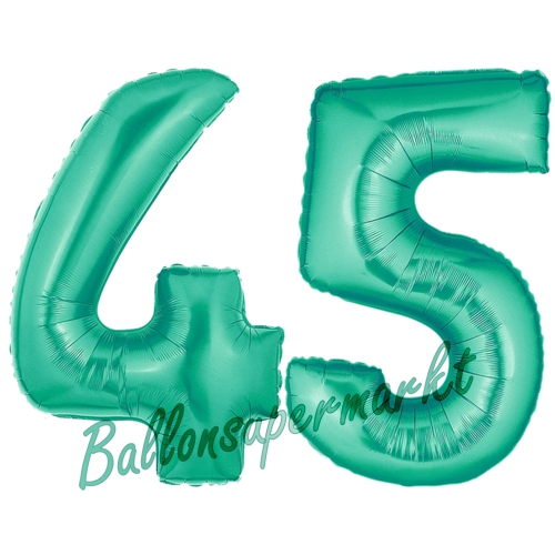 Folienballons-Zahlen-45-Aquamarin-Luftballons-Geschenk-45.-Geburtstag-Jubilaeum-Firmenveranstaltung