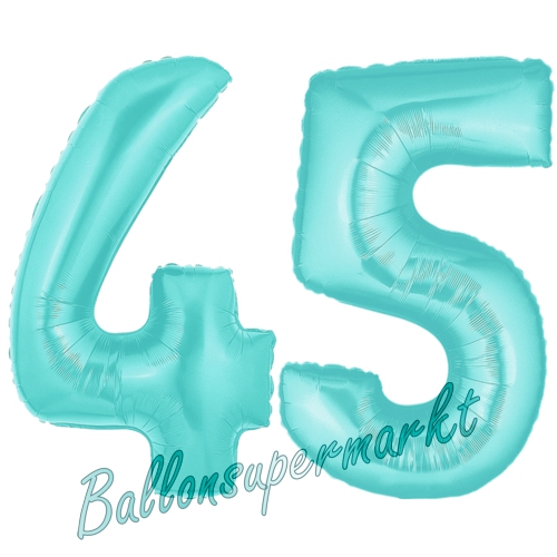 Folienballons-Zahlen-45-Tuerkis-Luftballons-Geschenk-45.-Geburtstag-Jubilaeum-Firmenveranstaltung