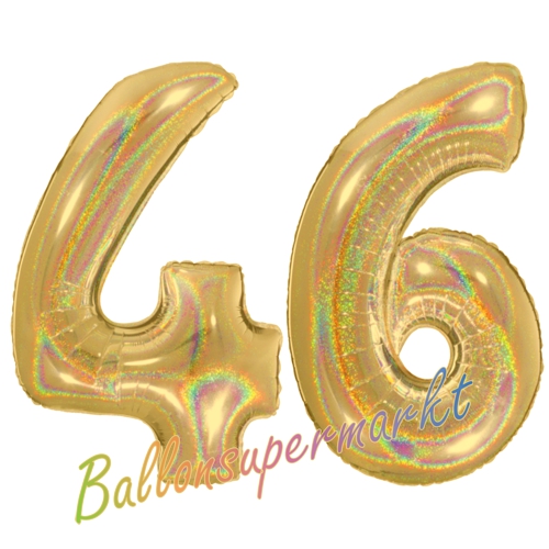 Folienballons-Zahlen-46-holografisch-Gold-Luftballons-Geschenk-46.-Geburtstag-Jubilaeum-Firmenveranstaltung