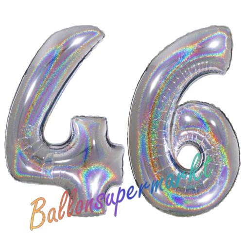 Folienballons-Zahlen-46-holografisch-Silber-Luftballons-Geschenk-46.-Geburtstag-Jubilaeum-Firmenveranstaltung
