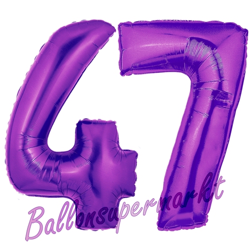 Folienballons-Zahlen-47-Lila-Luftballons-Geschenk-47.-Geburtstag-Jubilaeum-Firmenveranstaltung