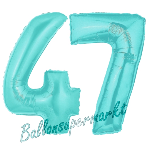 Folienballons-Zahlen-47-Tuerkis-Luftballons-Geschenk-47.-Geburtstag-Jubilaeum-Firmenveranstaltung