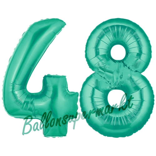 Folienballons-Zahlen-48-Aquamarin-Luftballons-Geschenk-48.-Geburtstag-Jubilaeum-Firmenveranstaltung