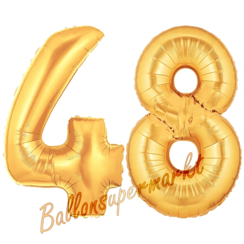 Folienballons-Zahlen-48-Gold-Luftballons-Geschenk-48.-Geburtstag-Jubilaeum-Firmenveranstaltung