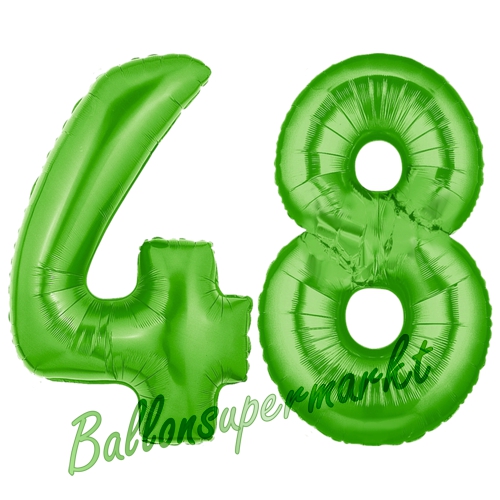 Folienballons-Zahlen-48-Gruen-Luftballons-Geschenk-48.-Geburtstag-Jubilaeum-Firmenveranstaltung
