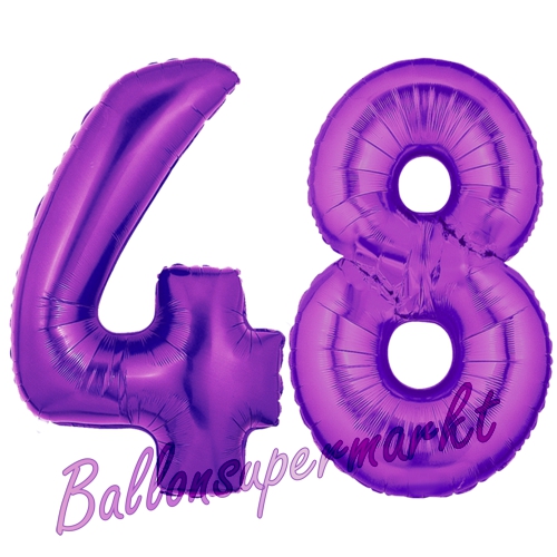Folienballons-Zahlen-48-Lila-Luftballons-Geschenk-48.-Geburtstag-Jubilaeum-Firmenveranstaltung