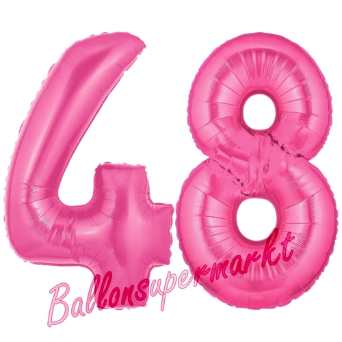 Folienballons-Zahlen-48-Pink-Luftballons-Geschenk-48.-Geburtstag-Jubilaeum-Firmenveranstaltung