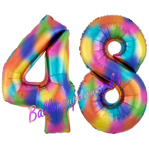 Folienballons-Zahlen-48-Regenbogen-Luftballons-Geschenk-48.-Geburtstag-Jubilaeum-Firmenveranstaltung