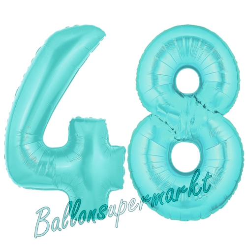 Folienballons-Zahlen-48-Tuerkis-Luftballons-Geschenk-48.-Geburtstag-Jubilaeum-Firmenveranstaltung
