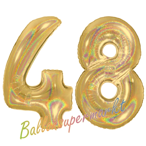 Folienballons-Zahlen-48-holografisch-Gold-Luftballons-Geschenk-48.-Geburtstag-Jubilaeum-Firmenveranstaltung