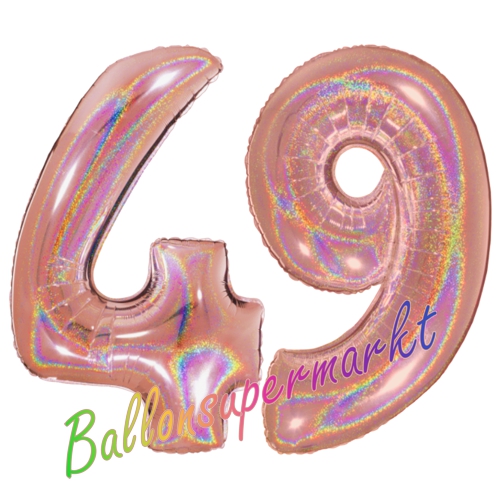 Folienballons-Zahlen-49-holografisch-Rosegold-Luftballons-Geschenk-49.-Geburtstag-Jubilaeum-Firmenveranstaltung