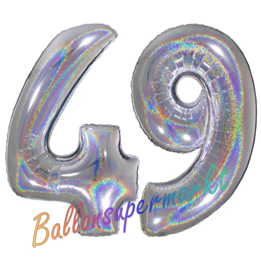 Folienballons-Zahlen-49-holografisch-Silber-Luftballons-Geschenk-49.-Geburtstag-Jubilaeum-Firmenveranstaltung