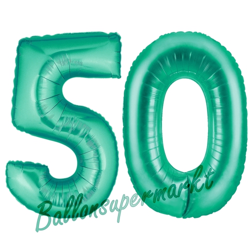 Folienballons-Zahlen-50-Aquamarin-Luftballons-Geschenk-50.-Geburtstag-Jubilaeum-Firmenveranstaltung