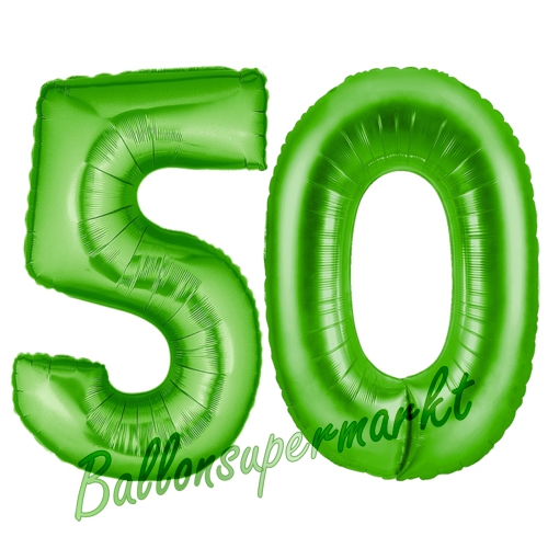 Folienballons-Zahlen-50-Gruen-Luftballons-Geschenk-50.-Geburtstag-Jubilaeum-Firmenveranstaltung