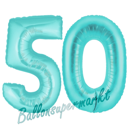Folienballons-Zahlen-50-Türkis-Luftballons-Geschenk-50.-Geburtstag-Jubilaeum-Firmenveranstaltung