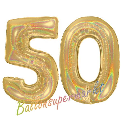 Folienballons-Zahlen-50-holografisch-Gold-Luftballons-Geschenk-50.-Geburtstag-Jubilaeum-Firmenveranstaltung