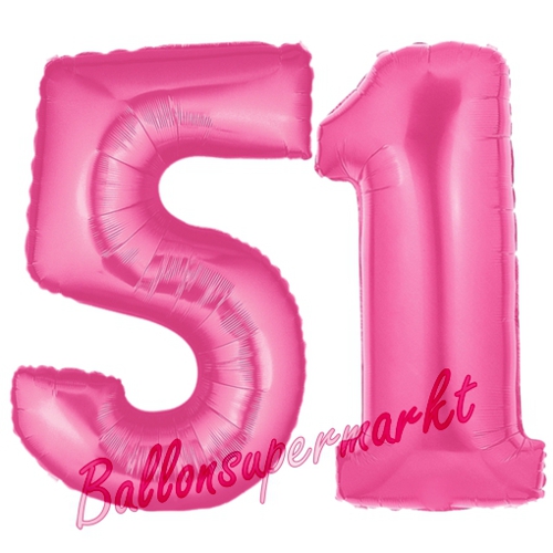 Folienballons-Zahlen-51-Pink-Luftballons-Geschenk-51.-Geburtstag-Jubilaeum-Firmenveranstaltung