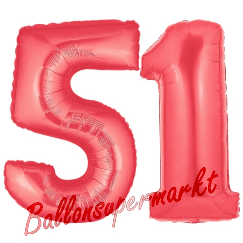 Folienballons-Zahlen-51-Rot-Luftballons-Geschenk-51.-Geburtstag-Jubilaeum-Firmenveranstaltung