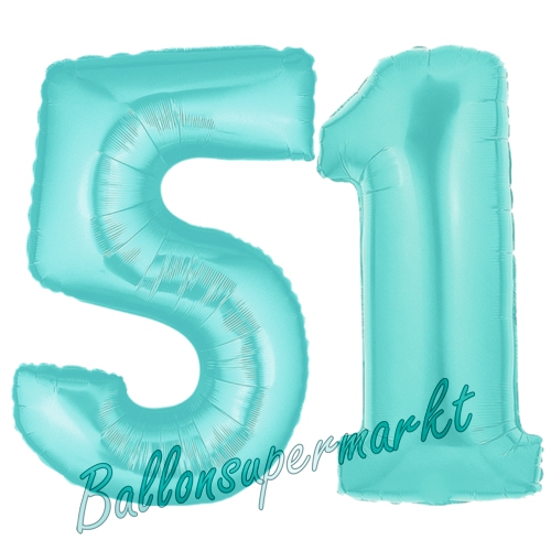 Folienballons-Zahlen-51-Tuerkis-Luftballons-Geschenk-51.-Geburtstag-Jubilaeum-Firmenveranstaltung