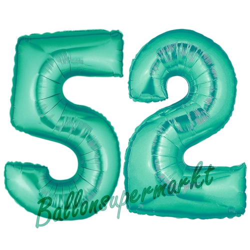 Folienballons-Zahlen-52-Aquamarin-Luftballons-Geschenk-52.-Geburtstag-Jubilaeum-Firmenveranstaltung