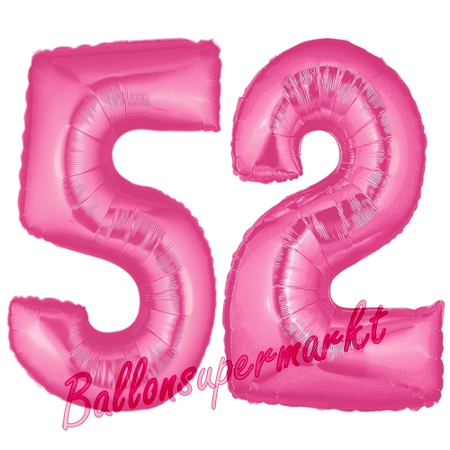Folienballons-Zahlen-52-Pink-Luftballons-Geschenk-52.-Geburtstag-Jubilaeum-Firmenveranstaltung
