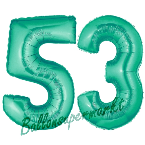 Folienballons-Zahlen-53-Aquamarin-Luftballons-Geschenk-53.-Geburtstag-Jubilaeum-Firmenveranstaltung