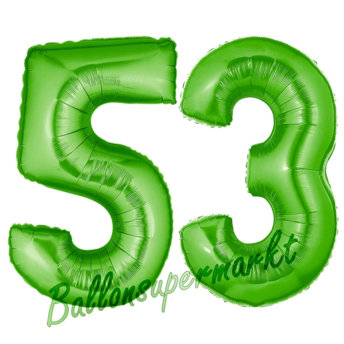 Folienballons-Zahlen-53-Gruen-Luftballons-Geschenk-53.-Geburtstag-Jubilaeum-Firmenveranstaltung