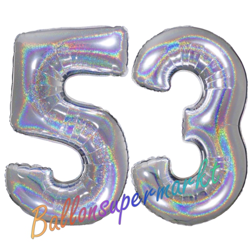 Folienballons-Zahlen-53-holografisch-Silber-Luftballons-Geschenk-53.-Geburtstag-Jubilaeum-Firmenveranstaltung