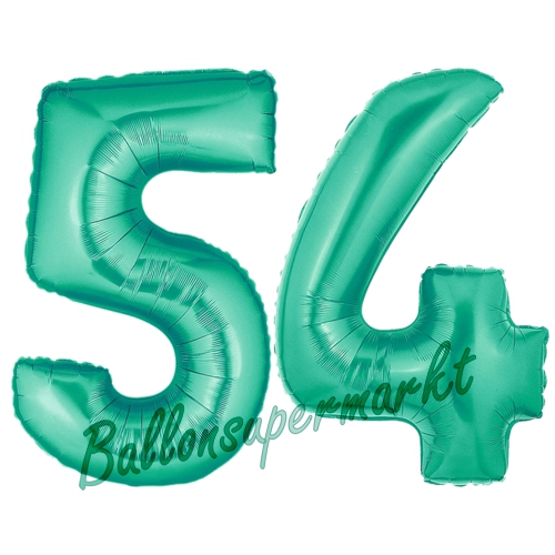 Folienballons-Zahlen-54-Aquamarin-Luftballons-Geschenk-54.-Geburtstag-Jubilaeum-Firmenveranstaltung