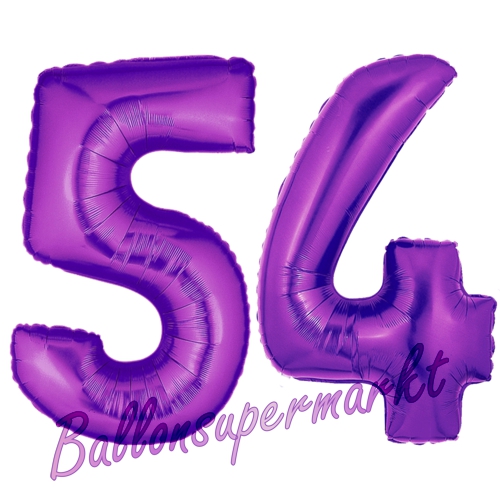 Folienballons-Zahlen-54-Lila-Luftballons-Geschenk-54.-Geburtstag-Jubilaeum-Firmenveranstaltung