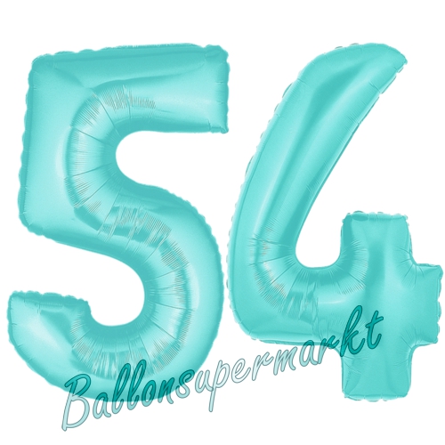 Folienballons-Zahlen-54-Tuerkis-Luftballons-Geschenk-54.-Geburtstag-Jubilaeum-Firmenveranstaltung