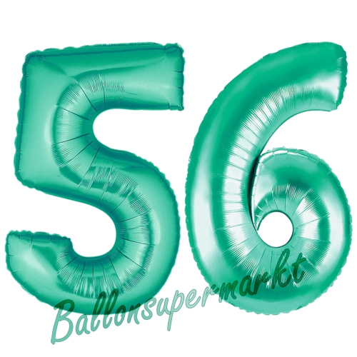 Folienballons-Zahlen-56-Aquamarin-Luftballons-Geschenk-56.-Geburtstag-Jubilaeum-Firmenveranstaltung