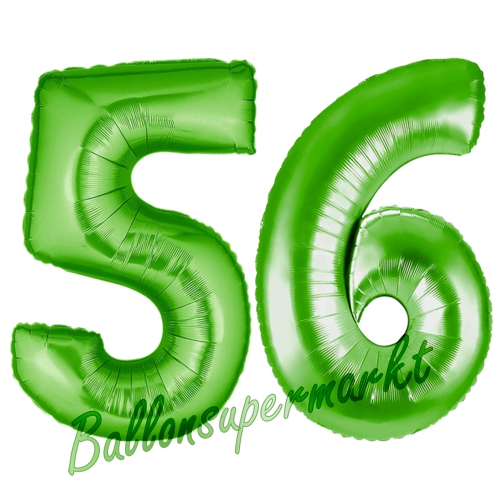 Folienballons-Zahlen-56-Gruen-Luftballons-Geschenk-56.-Geburtstag-Jubilaeum-Firmenveranstaltung