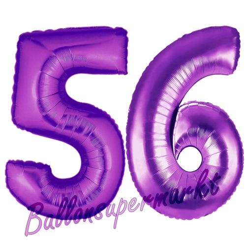 Folienballons-Zahlen-56-Lila-Luftballons-Geschenk-56.-Geburtstag-Jubilaeum-Firmenveranstaltung