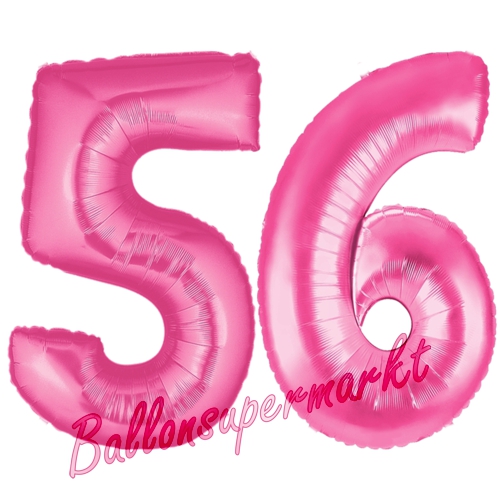 Folienballons-Zahlen-56-Pink-Luftballons-Geschenk-56.-Geburtstag-Jubilaeum-Firmenveranstaltung