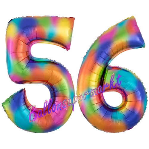 Folienballons-Zahlen-56-Regenbogen-Luftballons-Geschenk-56.-Geburtstag-Jubilaeum-Firmenveranstaltung