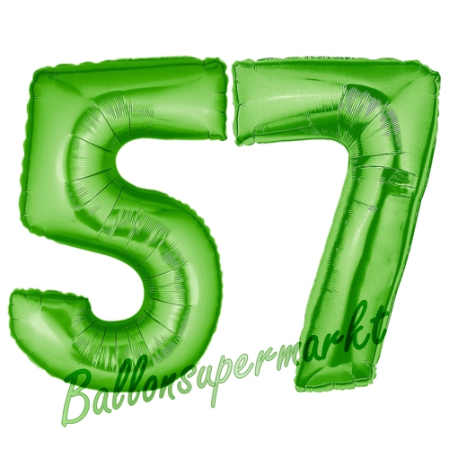 Folienballons-Zahlen-57-Gruen-Luftballons-Geschenk-57.-Geburtstag-Jubilaeum-Firmenveranstaltung