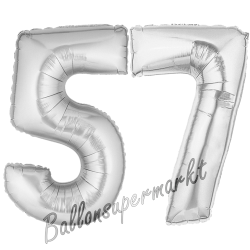 Folienballons-Zahlen-57-Silber-Luftballons-Geschenk-57.-Geburtstag-Jubilaeum-Firmenveranstaltung