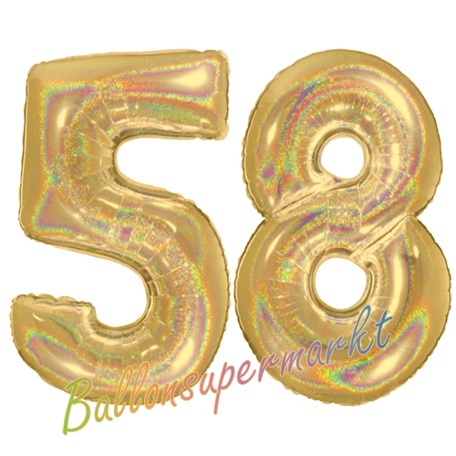 Folienballons-Zahlen-58-holografisch-Gold-Luftballons-Geschenk-58.-Geburtstag-Jubilaeum-Firmenveranstaltung