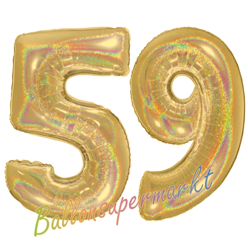 Folienballons-Zahlen-59-holografisch-Gold-Luftballons-Geschenk-59.-Geburtstag-Jubilaeum-Firmenveranstaltung