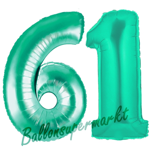 Folienballons-Zahlen-61-Aquamarin-Luftballons-Geschenk-61.-Geburtstag-Jubilaeum-Firmenveranstaltung