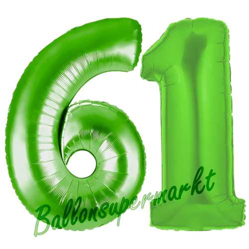 Folienballons-Zahlen-61-Gruen-Luftballons-Geschenk-61.-Geburtstag-Jubilaeum-Firmenveranstaltung