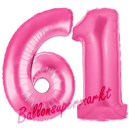 Folienballons-Zahlen-61-Pink-Luftballons-Geschenk-61.-Geburtstag-Jubilaeum-Firmenveranstaltung